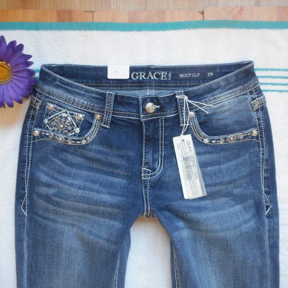 🌸SOLD🌸 New GRACE in LA Jeans Size 29 Mid Rise Boot Cut - Picture 8 of 14